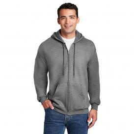 Hanes F283 Ultimate Cotton Full-Zip Hooded Sweatshirt - Light Steel