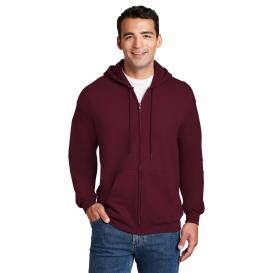 Hanes F283 Ultimate Cotton Full-Zip Hooded Sweatshirt - Maroon