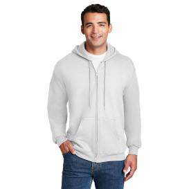 Hanes F283 Ultimate Cotton Full-Zip Hooded Sweatshirt - White