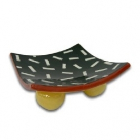 Ball Footed Square Dish - Black