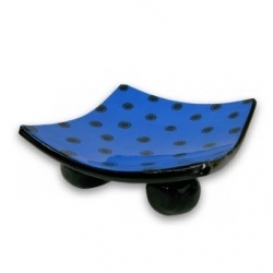 Ball Footed Square Dish - Blue