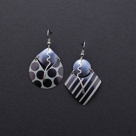 Drop Earrings, Black and Grey