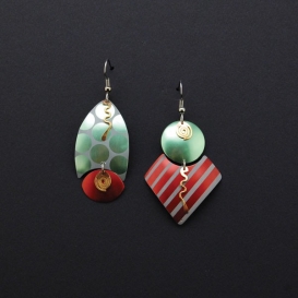 Drop Earrings, Rust and Lime