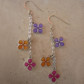 Chance Earrings - Purple Orange & Fuchsia
