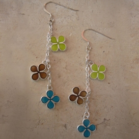 Cosmic Color Earrings - Aqua Lime & Brown