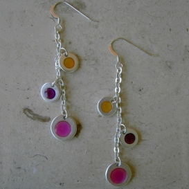 Cosmic Color Earrings - Fuchsia Purple & Orange
