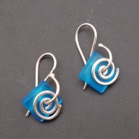 Seascapes Tumbled Glass Earrings - Aqua