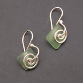 Seascapes Tumbled Glass Earrings - Lime