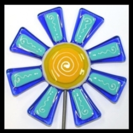 Brilliant Dark Blue Flower Garden Stake