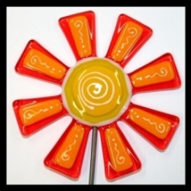 Brilliant Orange Flower Garden Stake