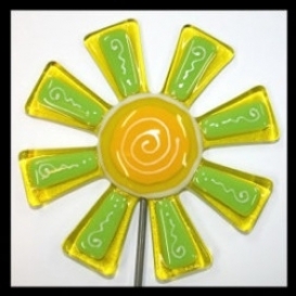 Brilliant Yellow and Lime Flower Garden Stake