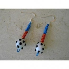 Glass Bead Happy Earrings - Black and White