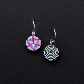 Fidget Small Circle Drop Earrings - Purple and Pink