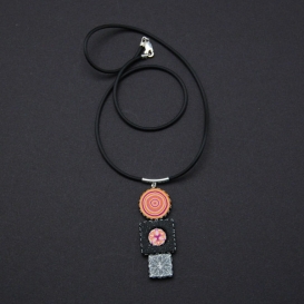 Fidget Dangle Pendant Necklace - Orange and Pink