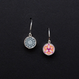 Twirl Small Circle Drop Earrings - Orange and Pink