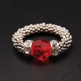 Swarovski Crystal Stylish Stretch Ring - Red