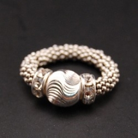 Sterling Silver Stylish Stretch Ring - Large Diamond Cut