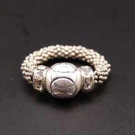 Sterling Silver Stylish Stretch Ring - Large Etched