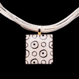 Scrabble Tile Necklace - Retro White Tile with White Ribbon