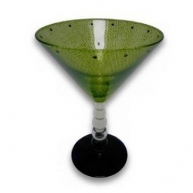 Green Combed Martini Glass