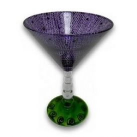 Purple Combed Martini Glass
