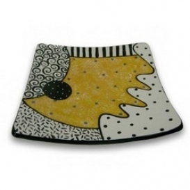 Yellow Footed Square Plate