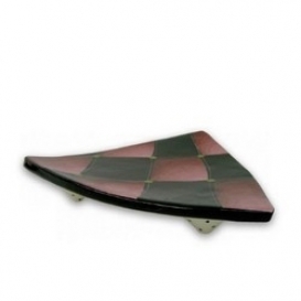 Red Harlequin Footed Triangle Plate