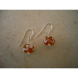 Frosted Scrollwork Earrings - Amber