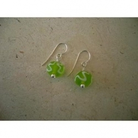 Frosted Scrollwork Earrings - Lime
