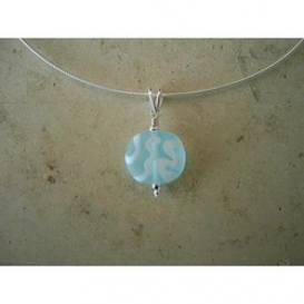Frosted Scrollwork Pendant Necklace - Pale Aqua
