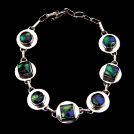 Sterling Silver Round-Square Bracelet with Toggle - Emerald Isle