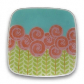 Citrus Bloom Square Glass Plate