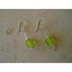 Glass Bead Bar Earrings - Green