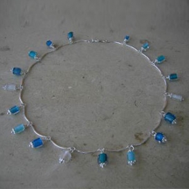 Dangling Beads Necklace - Blue