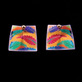Post Earrings - Multicolor Leaf