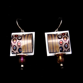 Hanging Earrings - Circles with Dots and Stripes