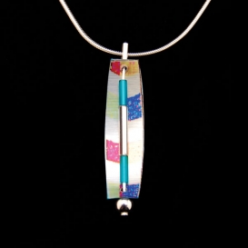 Pendant Necklace - Aqua, Blue and Red