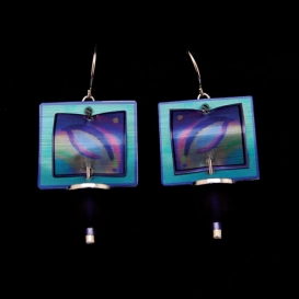 Hanging Earrings - Square Blues