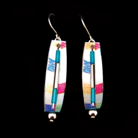 Hanging Earrings - Aqua, Blue and Red
