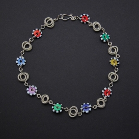 Puzzle Link and Color Disk Necklace