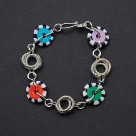 Puzzle Link and Color Disk Bracelet