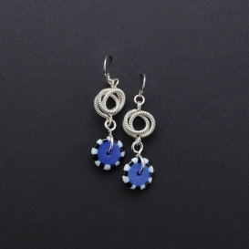Puzzle Link and Color Disk Earrings