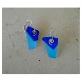 Double Glass Earrings - Cobalt Blue and Aqua