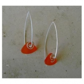 Glass Spiral Earrings - Orange