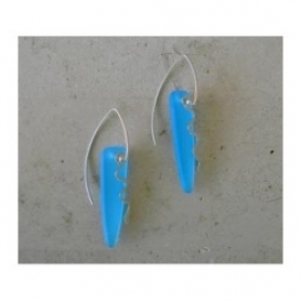 Glass Squiggle Earrings - Aqua