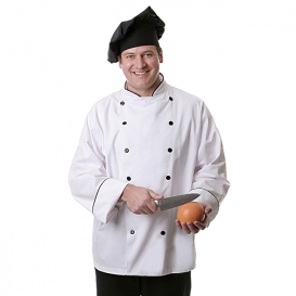 Fame C1 Executive Chef Coat - White with Black Piping