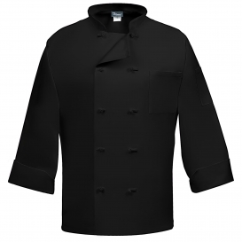 Fame C10F French Knot Long Sleeve Chef Coat - Black