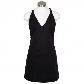 Fame F23 Tailored V-Neck Apron with Snap-Closure - Black