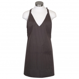 Fame F23 Tailored V-Neck Apron with Snap-Closure - Charcoal Pinstripe