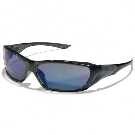 Crews FF128B ForceFlex Safety Glasses - Black Frame - Blue Mirror Lens